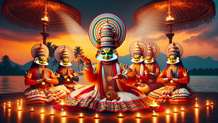 Beobachtung der Tanzaufführung Kathakali – traditionelle Tanzdramen aus Kerala