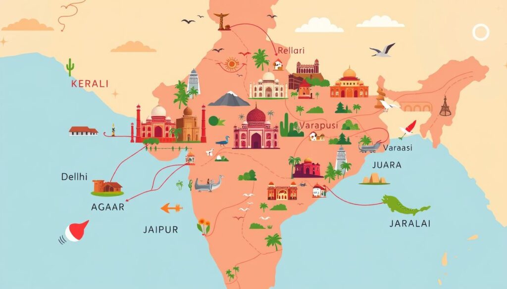 2 Wochen Indien-Rundreisen Routenübersicht