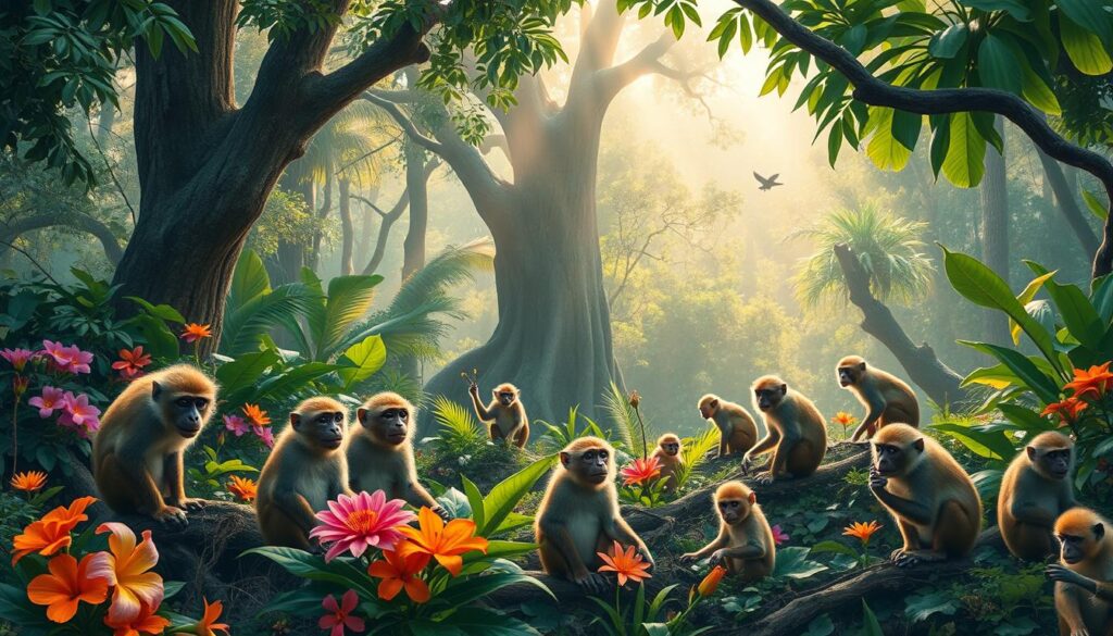 Indische Primaten in ihrem natürlichen Lebensraum Indische Primaten in ihrem natürlichen Lebensraum