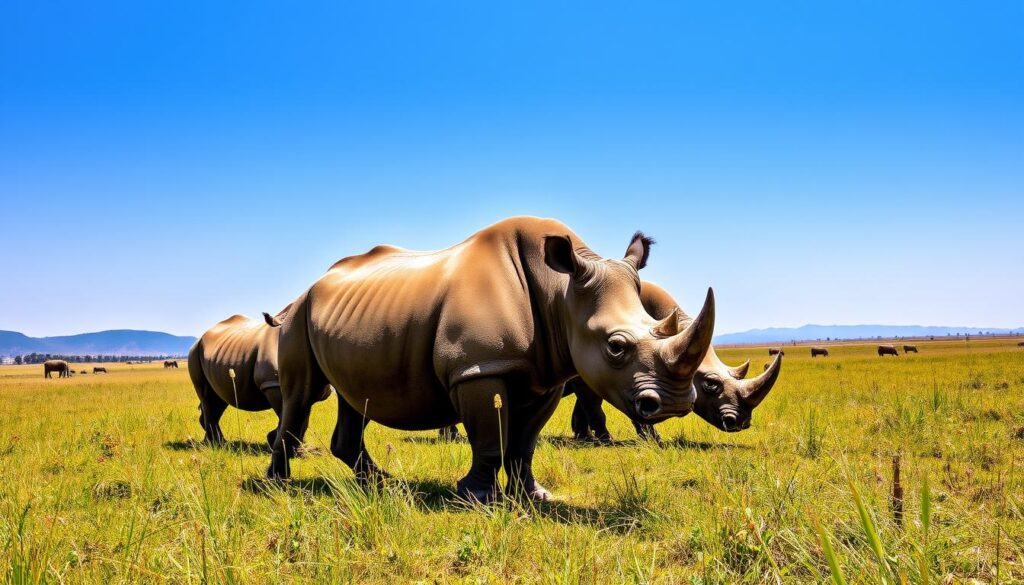 Nashörner in indischen Grasländern Nashörner in indischen Grasländern