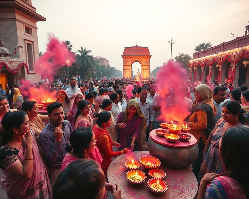 Traditionelle Feste Delhi Diwali Holi